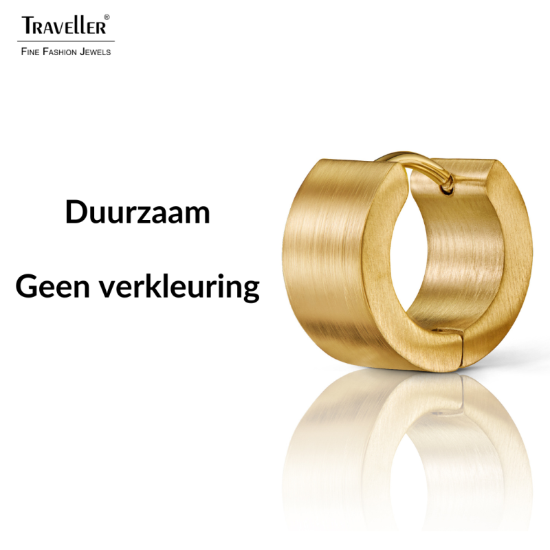Traveller Oorringen - Unisex - Verguld - Mat - Edelstaal - 14 x 7 mm - 166362