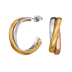 Traveller Oorringen - Tricolor - Verguld & Rosé Verguld - 3/4 Ring - Edelstaal -  25 x 7 mm - 166368