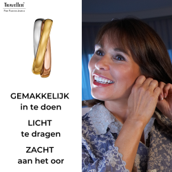 Traveller Oorringen - Tricolor - Verguld & Rosé Verguld - 3/4 Ring - Edelstaal - 25 x 7 mm