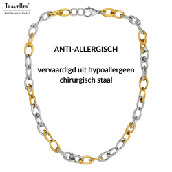 Traveller Ketting - Bicolor - Goud & Zilver- Ovale Schakels - Edelstaal & Verguld Edelstaal - 47 cm - 181264