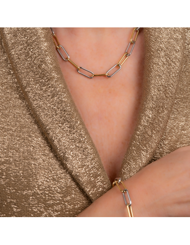 Traveller Bracelet - Bicolour - Gold & Silver - Links - Stainless Steel - Gold Plated - 21 cm