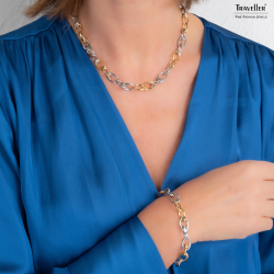 Traveller Armband Dames - Bicolor - Goud & Zilver- Ovale Schakels - Edelstaal & Verguld Edelstaal - 21 cm - 181265