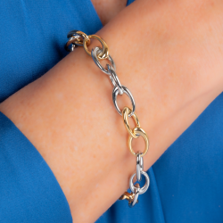 Traveller Armband Dames - Bicolor - Goud & Zilver- Ovale Schakels - Edelstaal & Verguld Edelstaal - 21 cm - 181265