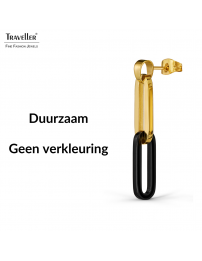 Traveller Oorhangers - Bicolor - Goud & Zwart - Schakels - Edelstaal - Verguld - 40 mm