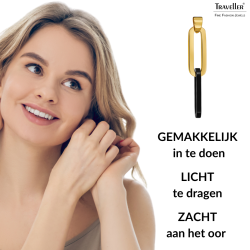 Traveller Oorhangers - Bicolor - Goud & Zwart - Schakels - Edelstaal - Verguld - 40 mm - 181268