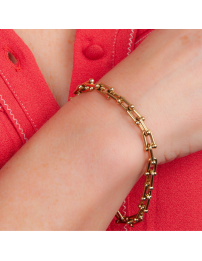 Traveller Armband - Goud - Schakels - Edelstaal - Verguld - 21 cm - 181271