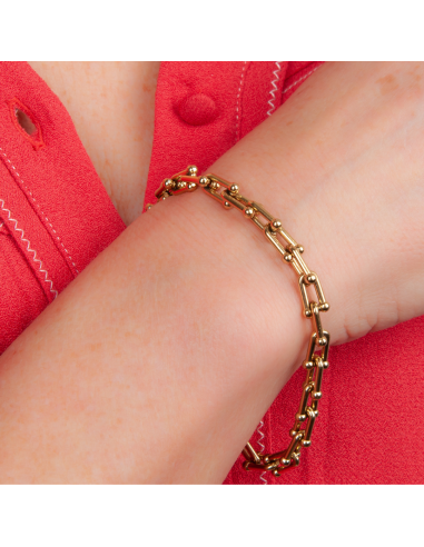 Traveller Armband - Goud - Schakels - Edelstaal - Verguld - 21 cm - 181271