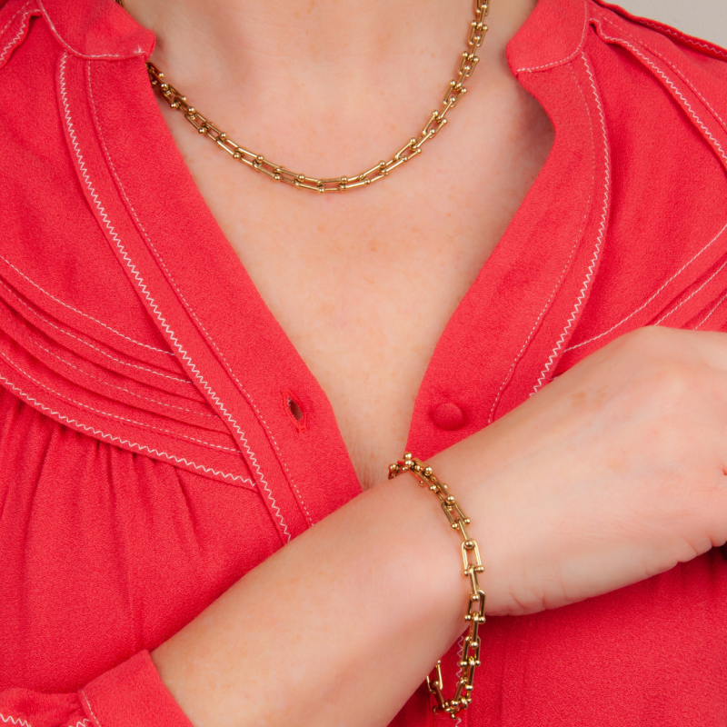 Traveller Armband - Goud - Schakels - Edelstaal - Verguld - 21 cm - 181271