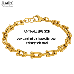 Traveller Armband - Goud - Schakels - Edelstaal - Verguld - 21 cm - 181271
