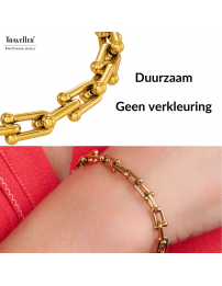 Traveller Armband - Goud - Schakels - Edelstaal - Verguld - 21 cm - 181271