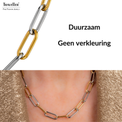 Traveller Ketting - Bicolor - Goud & Zilver - Schakels - Edelstaal - Verguld - 46 cm - 181272