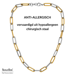 Traveller Dames Ketting - Bicolor - Goud & Zilver - Schakels - Edelstaal - Verguld - 46 cm