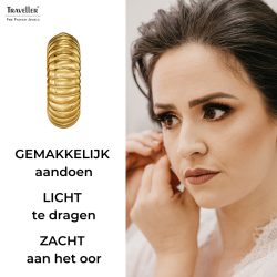 Traveller Oorringen - Verguld - 3/4 Ring - Geribd - Edelstaal - 18 x 6 mm - 181277