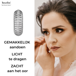 Traveller Oorringen - Zilverkleurig - 3/4 Ring - Geribd - Edelstaal - 18 x 6 mm - 181278