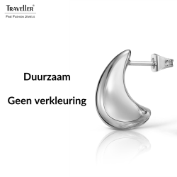 Traveller Oorstekers - Zilverkleurig - Druppel / Halve Maan - Gepalladineerd - 17 x 8 mm - 181282