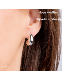Traveller Oorstekers - Zilverkleurig - Druppel / Halve Maan - Gepalladineerd - 17 x 8 mm - 181282