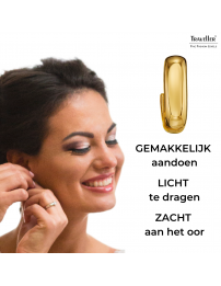 Traveller Oorringen - Verguld - 2/3 Ring - Afgerond Vierkant - Edelstaal - 22 x 6 mm