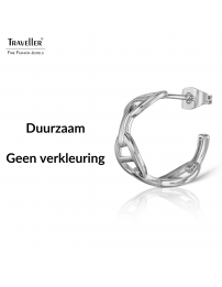 Traveller Oorringen - Zilverkleurig - 3/4 Ring - Theta - Gepalladineerd - 18 x 7 mm - 181286