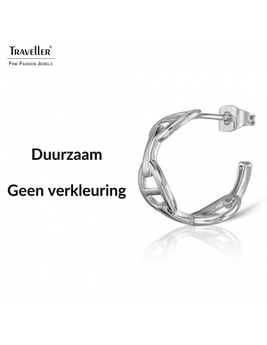 Traveller Oorringen - Zilverkleurig - 3/4 Ring - Theta - Gepalladineerd - 18 x 7 mm - 181286