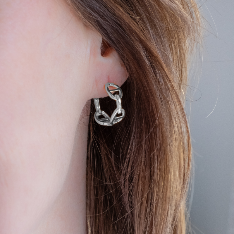 Traveller Creolen - Silberfarben - 3/4 Ring - Theta - Palladiniert - 18 x 7 mm