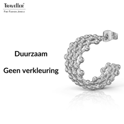 Traveller Oorringen - Zilver - 2/3 Ring - Raster - Edelstaal - 20 x 12 mm - 181289