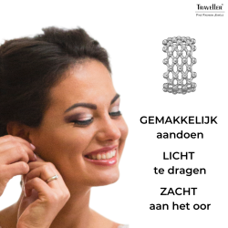 Traveller Oorringen - Zilver - 2/3 Ring - Raster - Edelstaal - 20 x 12 mm