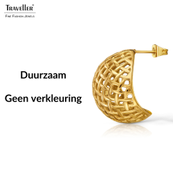 Traveller Oorstekers - Verguld - Gebold Raster - Edelstaal - 23 x 20 mm - 181290