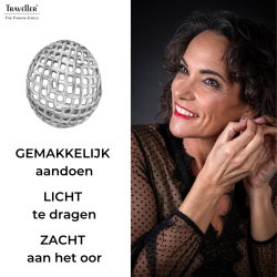 Traveller Oorstekers - Zilverkleurig - Bolvormig Raster - Edelstaal - 23 x 20 mm - 181291