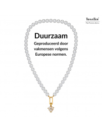 Traveller Parelketting met Hanger - Parels - 8 mm - Wit - Kristal - 12 mm - Hart - 45 cm - Verguld - 114312