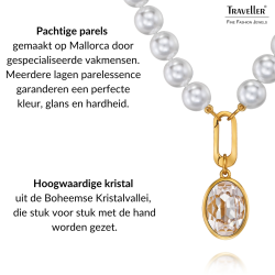 Traveller Parelketting met Hanger - Parels - 10mm - Wit - Kristal - Ovaal - 45 cm - Verguld - 114320