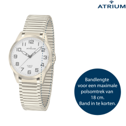 ATRIUM Horloge - Dames - Verguld - Flexibele Edelstalen Rekband (18cm) - 5 Bar - Duidleijk - Quartz - A49-60