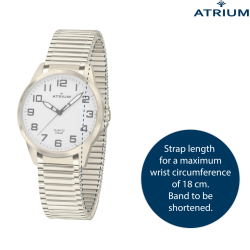 ATRIUM Horloge - Dames - Verguld - Flexibele Edelstalen Rekband (18cm) - 5 Bar - Duidleijk - Quartz