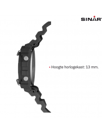 Sinar Watch - Digital - Black / Grey - 10 Bar Waterproof - Ø 40 mm - Adjustable Strap (14-19.5 cm) - XE-69-1 