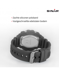 Sinar Watch - Digital - Black / Grey - 10 Bar Waterproof - Ø 40 mm - Adjustable Strap (14-19.5 cm) - XE-69-1 