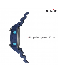 Sinar Watch - Digital - Dark Blue - 10 Bar Waterproof - Ø 40 mm - Adjustable Strap (14-19.5 cm) - XE-69-2 