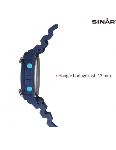 Sinar Horloge - Digitaal - Donker Blauw - 10 Bar Waterdicht - Ø 40 mm - Verstelbaar Bandje (14-19,5 cm) - XE69-2