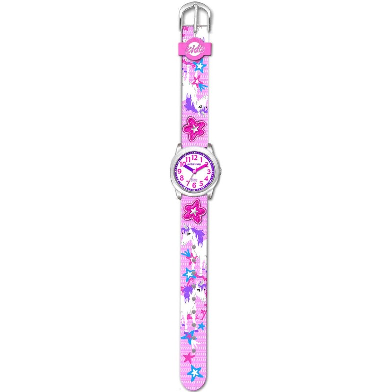 Jacques Farel Children's Watch - Unicorn & Star - Pink/Purple/Blue - Analogue - 3 Bar - Adjustable 12-17cm - HCC3134