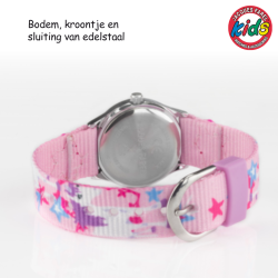 Jacques Farel Children's Watch - Unicorn & Star - Pink/Purple/Blue - Analogue - 3 Bar - Adjustable 12-17cm - HCC3134