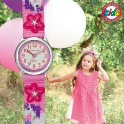 Jacques Farel Kinderhorloge - Eenhoorn & Ster - Roze/Paars/ Blauw - Analoog - 3 Bar - Verstelbaar 12-17cm - HCC3134