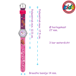 Jacques Farel Children's Watch - Horse - Pink & Purple - Silver - Analogue - 3 Bar - Adjustable Strap 12.5-17cm - HCC543