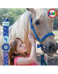 Jacques Farel Kinderuhr - Pferd - Blau & Lila - Silberfarben - Analog - 3 Bar - Verstellbares Band 12.5-17cm - HCC338