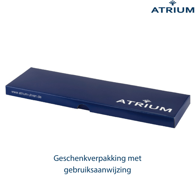 ATRIUM Horloge - Heren - Zilverkleurig - Zwart Lederen Band - 5 Bar - Ø38mm - Duidelijk - Geplatineerd - Quartz - A48-10