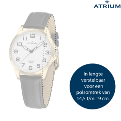 ATRIUM Watch - Women - Gold Plated - Black Leather Band - 5 Bar - Ø27 mm - Clear - Quartz - A49-20 