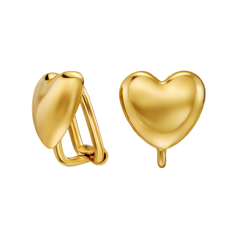 Traveller Clip-on Earrings - 22ct Gold Plated - Heart - 11x10 mm - 157794
