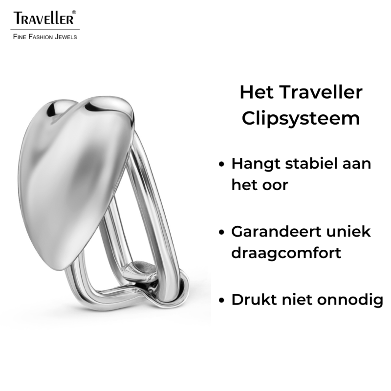 Traveller Clip Oorbellen - Zilverkleurig - Hart / Hartje - Geplatineerd - 11 x 10 mm - 157795