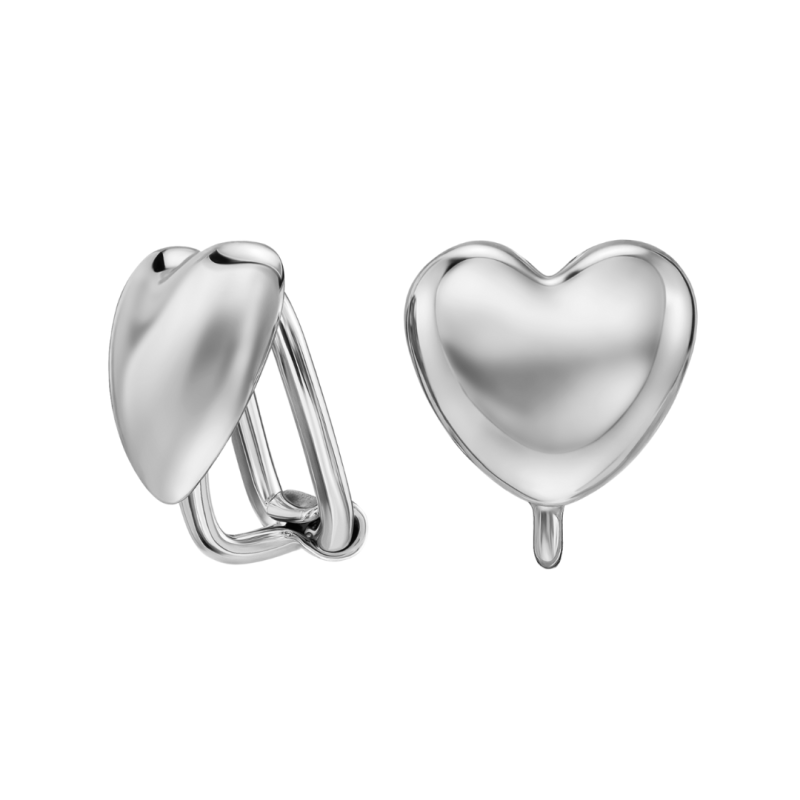 Traveller Clip Oorbellen - Zilverkleurig - Hart / Hartje - Geplatineerd - 11 x 10 mm - 157795