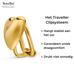 Traveller Clip Oorbellen - 22kt Verguld - Hart / Hartje - 11 x 10 mm