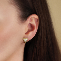 Traveller Clip-on Earrings - 22ct Gold Plated - Heart - Crystals - 11x10 mm - 157796