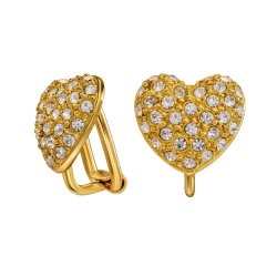 Traveller Clip Oorbellen - 22kt Verguld - Kristallen - Hart / Hartje - 11 x 10 mm - 157796