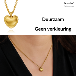 Traveller Ketting met Hanger - 22kt Verguld - Hart / Hartje - Ø 10mm - Lengte verstelbaar 38+3+3 cm - 157811
